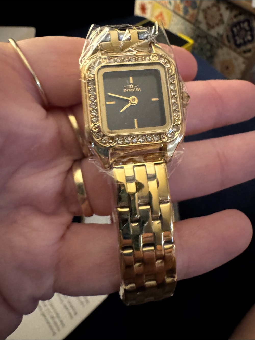 NEW IN BOX Invicta Celestial Women’s Gold Crystal Black Dial Watch 24mm 70354